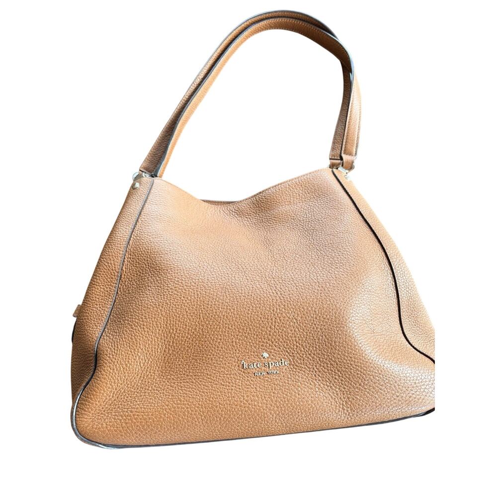 Kate Spade Leila Purse Shoulder Bag Pebbled Leather Triple Compartment Brown